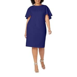 Calvin Klein NWT Dress Women’s 22W Blue Sheath Capelet Sleeves